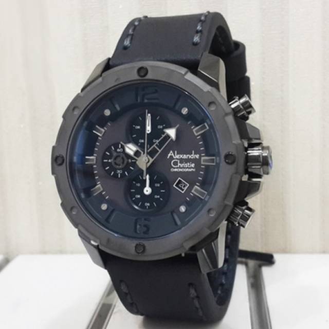 Alexandre Christie AC 6410 MC Leather Full Black Original