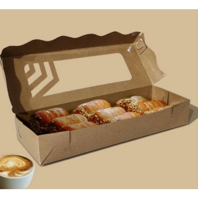 Kotak dus transparan kraft box kue, brownies, 24 x 12,5 x 5 cm