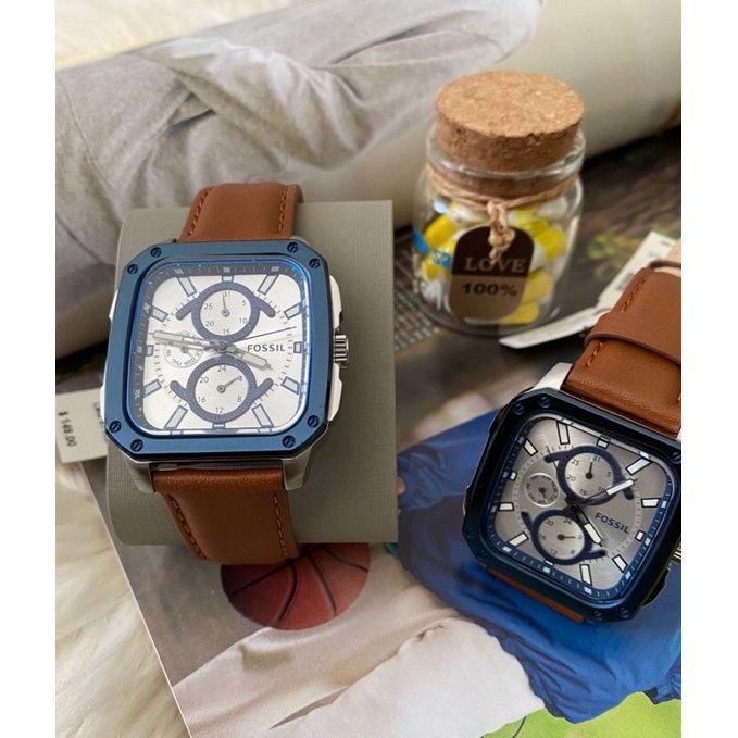 BQ2658 Multifunction Brown Leather Man Watch