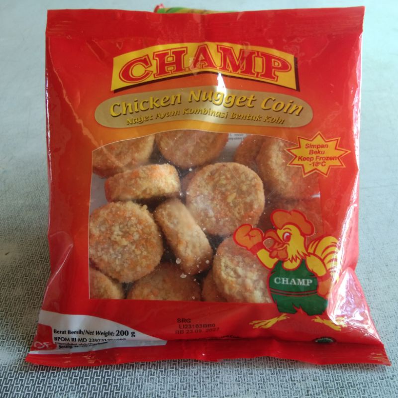 

Champ Chicken Nugget Coin 200Gram Naget Ayam Koin