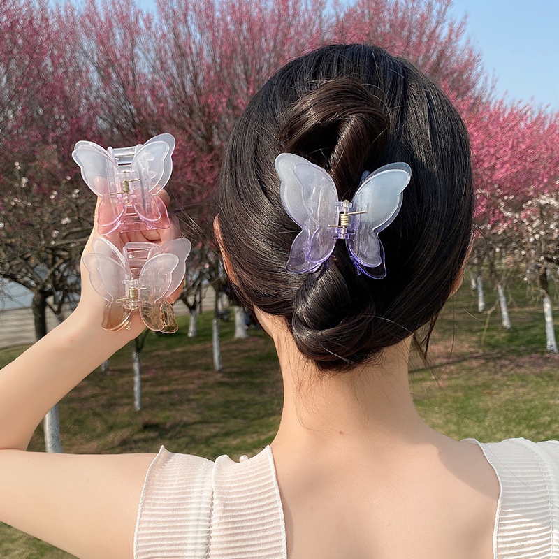 Jepit Rambut Bentuk Butterfly Bahan Akrilik Warna Permen Untuk Wanita