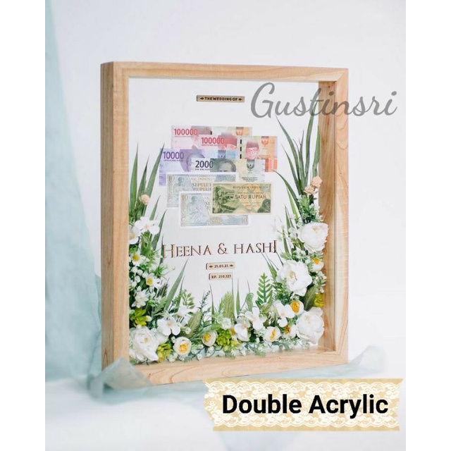 DOUBLE FRAME AKRILIK BOX MAHAR AKRILIK RUSTIC KOTAK SLIDING ACRYLIC KAYU KAYU KOTAK HANTARAN AKRILIK