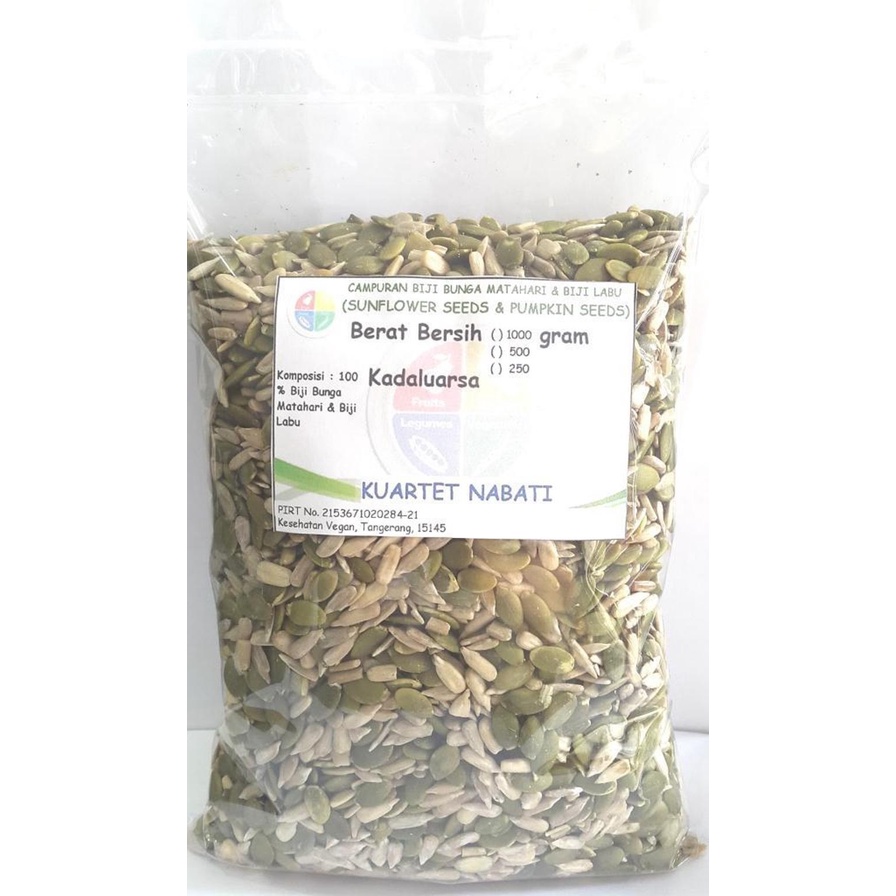 

500gr Campuran Biji Labu / Pumpkin Seeds & Biji Bunga Matahari / Sunflower Seeds - Kupas - Mentah By KN