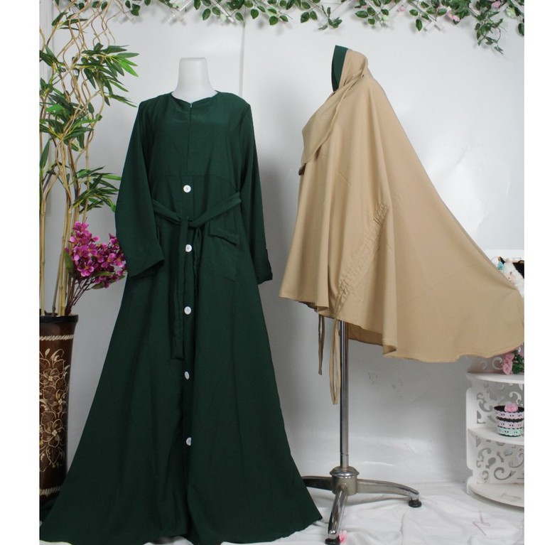 Gamis Set khimar cadar wolfis Kancing ALNA Busana Syari Wanita muslimah fashion style purdah niqob