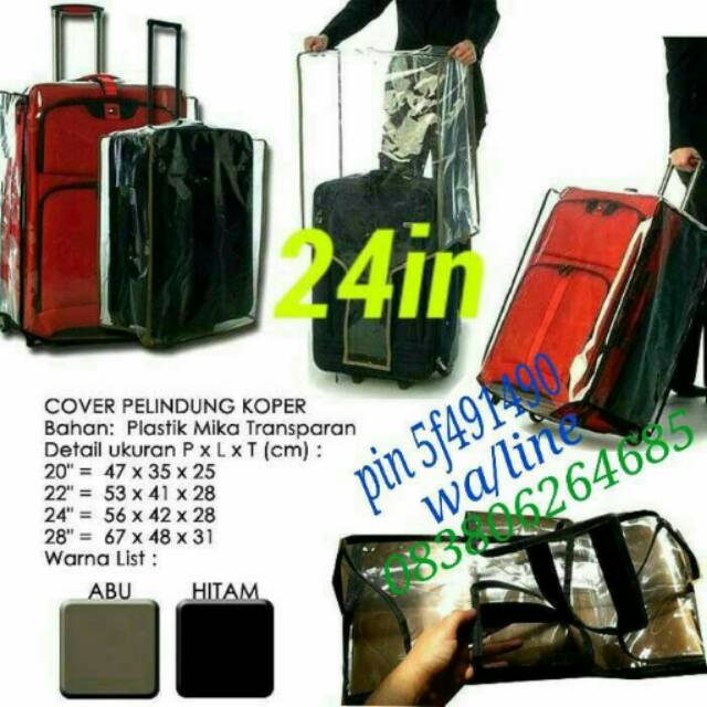 COVER KOPER 24 INCH SARUNG PELINDUNG KOPER TRANSPARAN