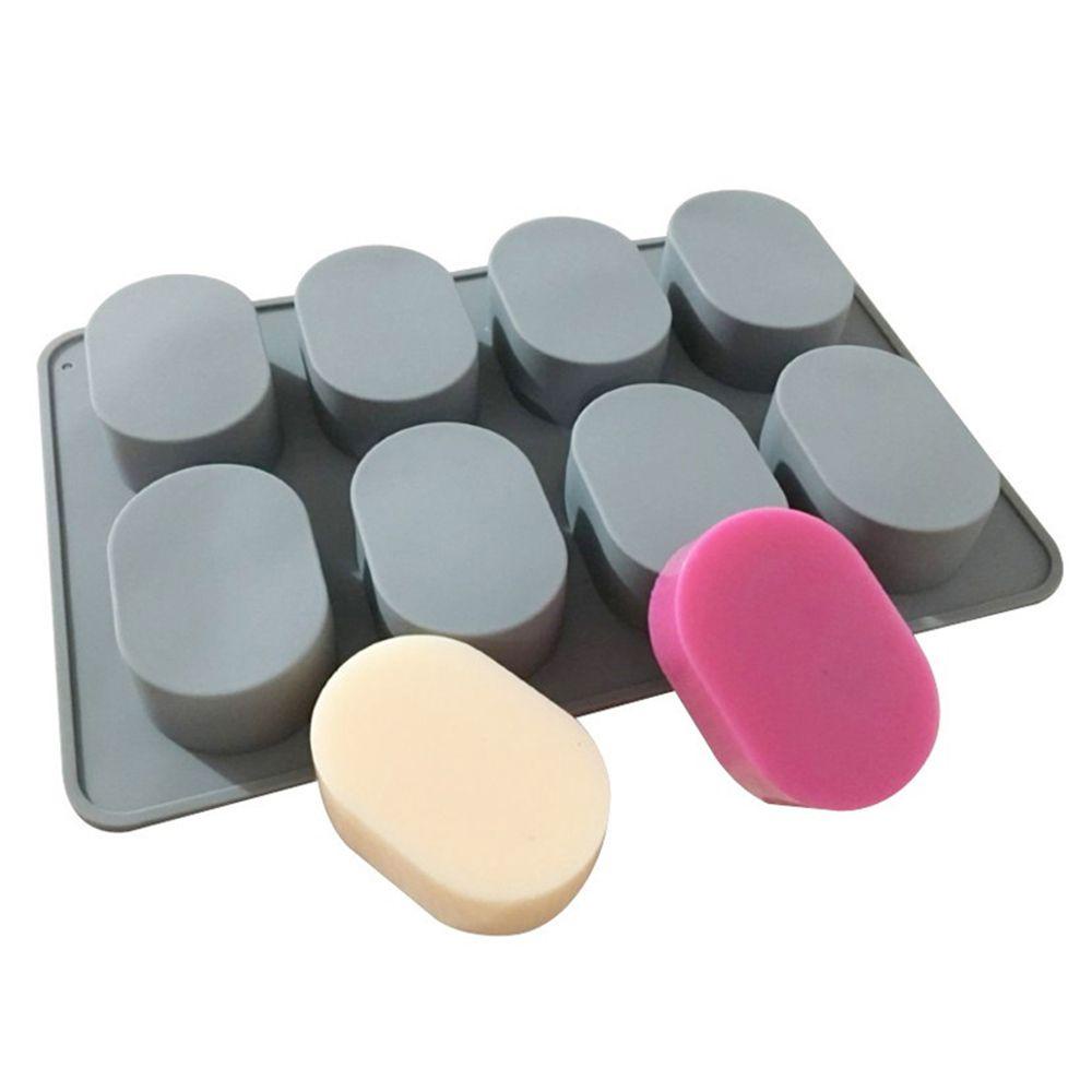 Solighter Cetakan Sabun Silikon 3D Multi Fungsi Oval DIY Craft 8rongga Perlengkapan Sabun