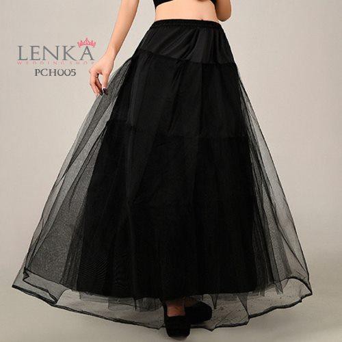 LENKA Pengembang Rok Dalaman Gaun Petticoat Dress Hitam 2 Layer 1 Ring PCH005