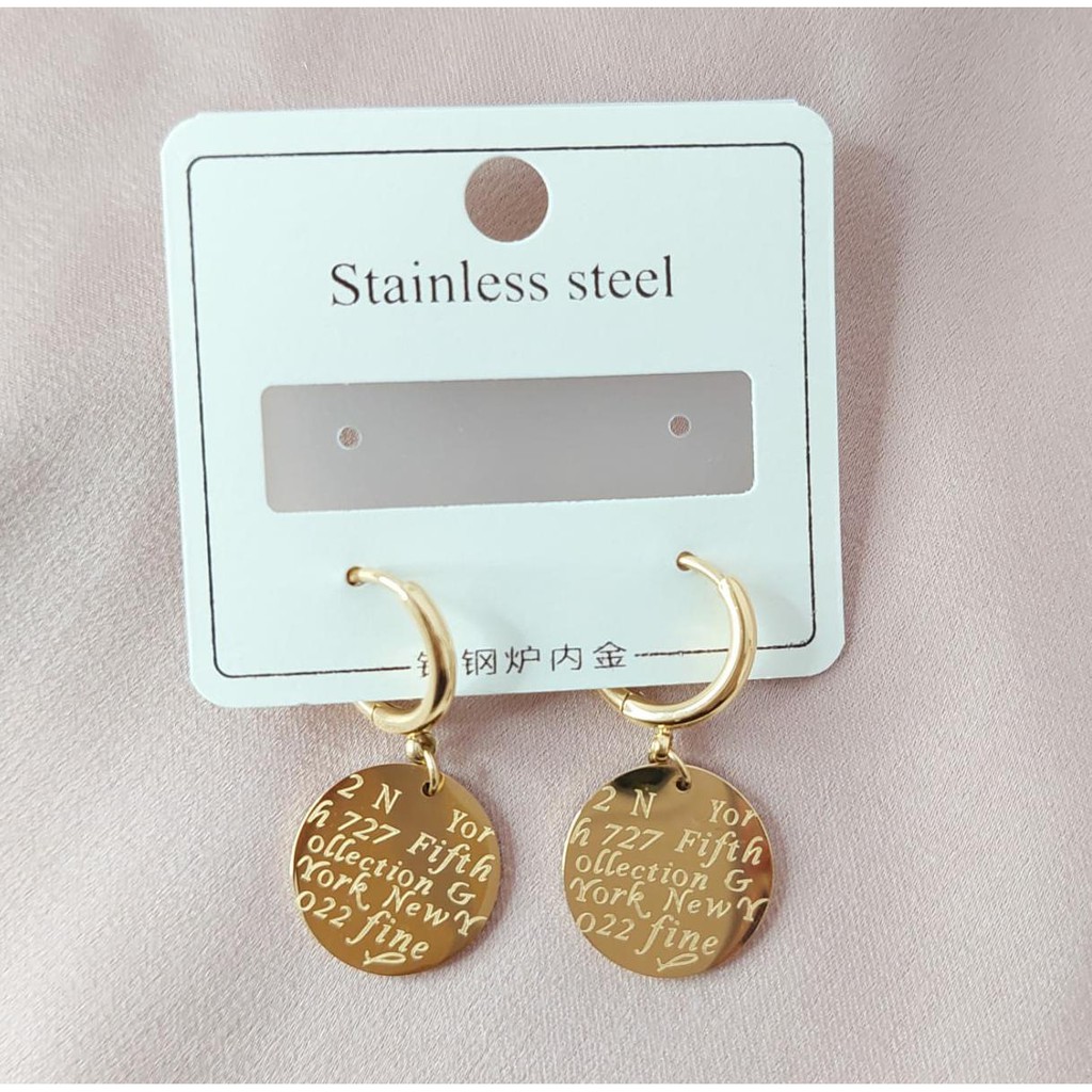 Anting Titanium Perhiasan Cantik Untuk Wanita Warna Emas | Anting Titanium Cantik AC1