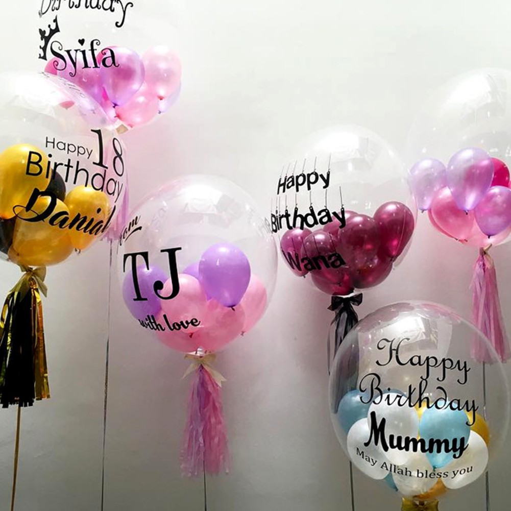 9pcs / Set Balon Helium Bahan Latex Warna Biru Transparan Untuk Dekorasi Pesta Pernikahan / Ulang Tahun Bobo