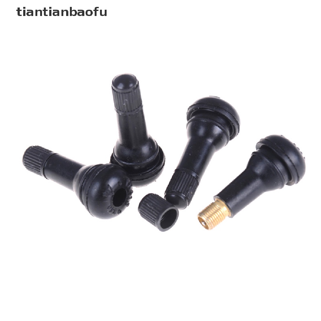 [tiantianbaofu] 4PCS TR413 Snap-In Car Tire Tyre Valve Stems Short Black Rubber w/ Caps Boutique