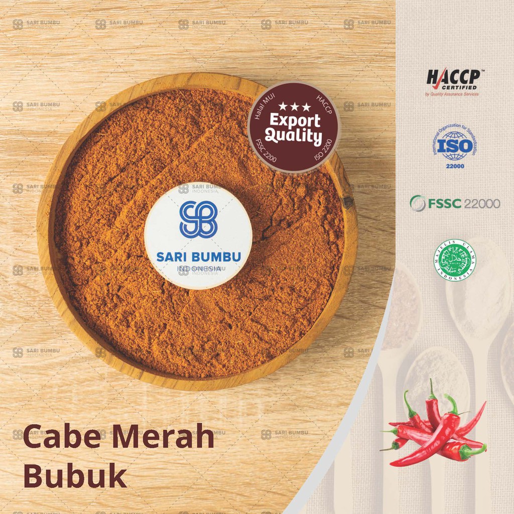 

Kaenomeefood- Cabe merah Bubuk premium ukuran 250gr kualitas ekspor sebagai bumbu dapur halal mui