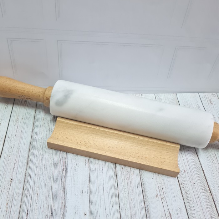 Marble rolling pin with wooden handle / penggilas adonan