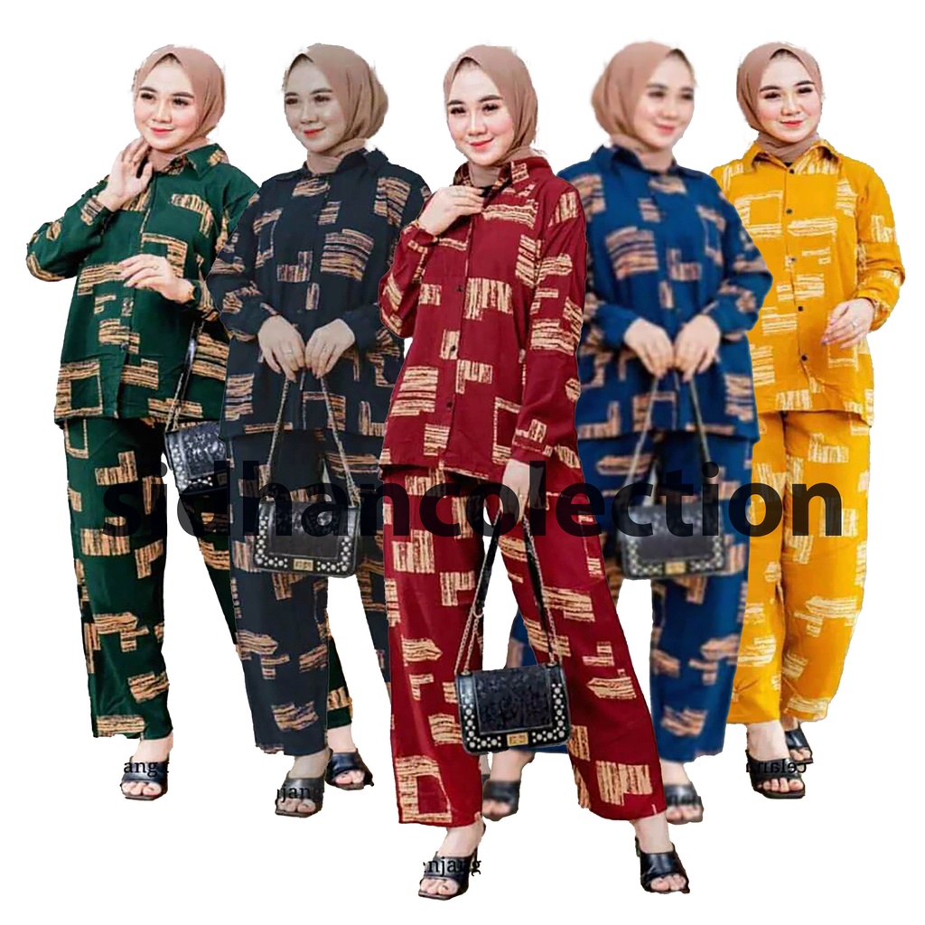 Oneset Tyedie Lengan Panjang Setelan Baju Tidur Busui Piyama Pakaian Wanita Baju Santai