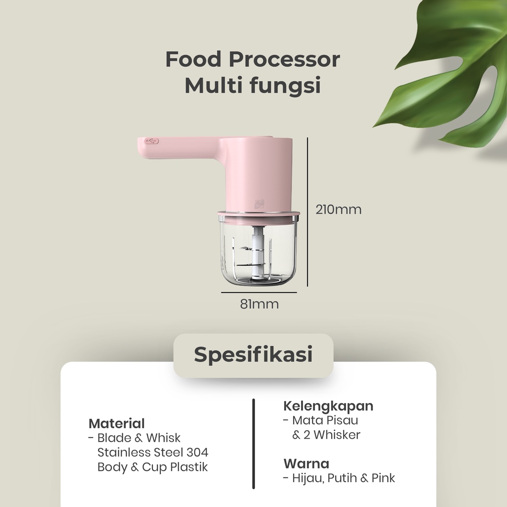 MEAT GRINDER ONION CHOPPER EGG MIXER KUE MULTI FUNGSI RECHARGEABLE