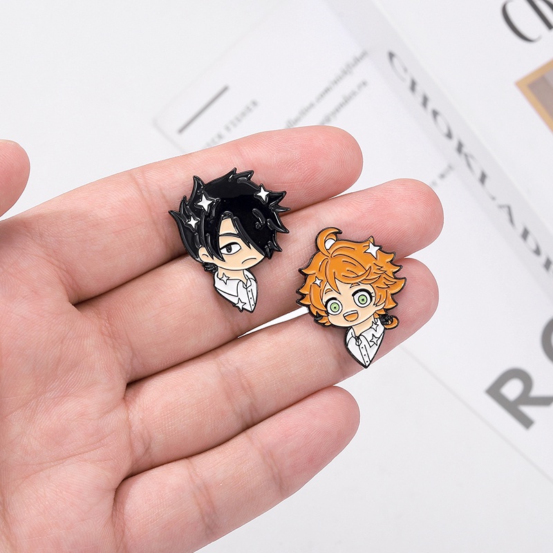 Baru Yang Dijanjikan Neverland Enamel Kerah Pin Anime Emma Norman Alloy Bros Lencana Pin Kartun Perhiasan Hadiah