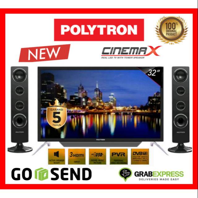 LED TV POLYTRON 32 Inch CINEMAX 32TV0755 Tv Polytron 32 Digital speaker