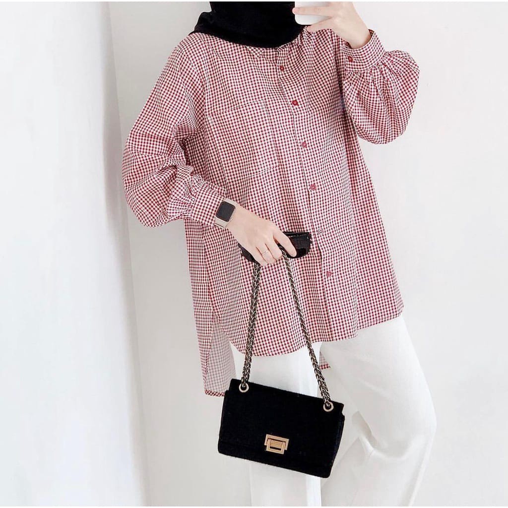 Yumna Top - Atasan Kotak Premium - Kemeja - Casual - Buusi Friendly - Lengan Reglan  - Premium - Fashion Wanita - Terbaru - Baju Wanita Terlaris/KEMEJA WANITA/KEMEJA TERLARIS/YUMNA TOP atasan/blouse cewe kekinian