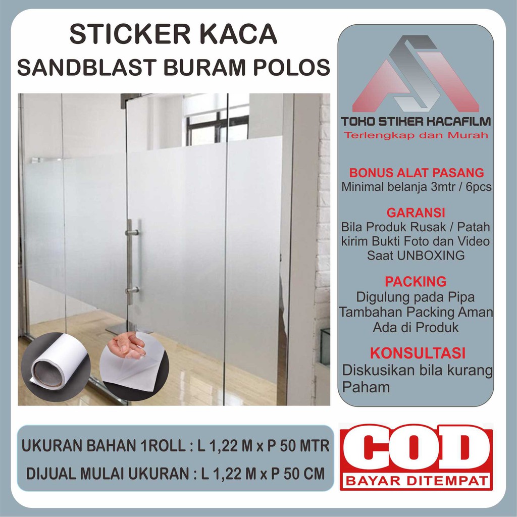 Stiker Sticker  Kaca  Film Wallpaper Jendela Sandblast Buram 