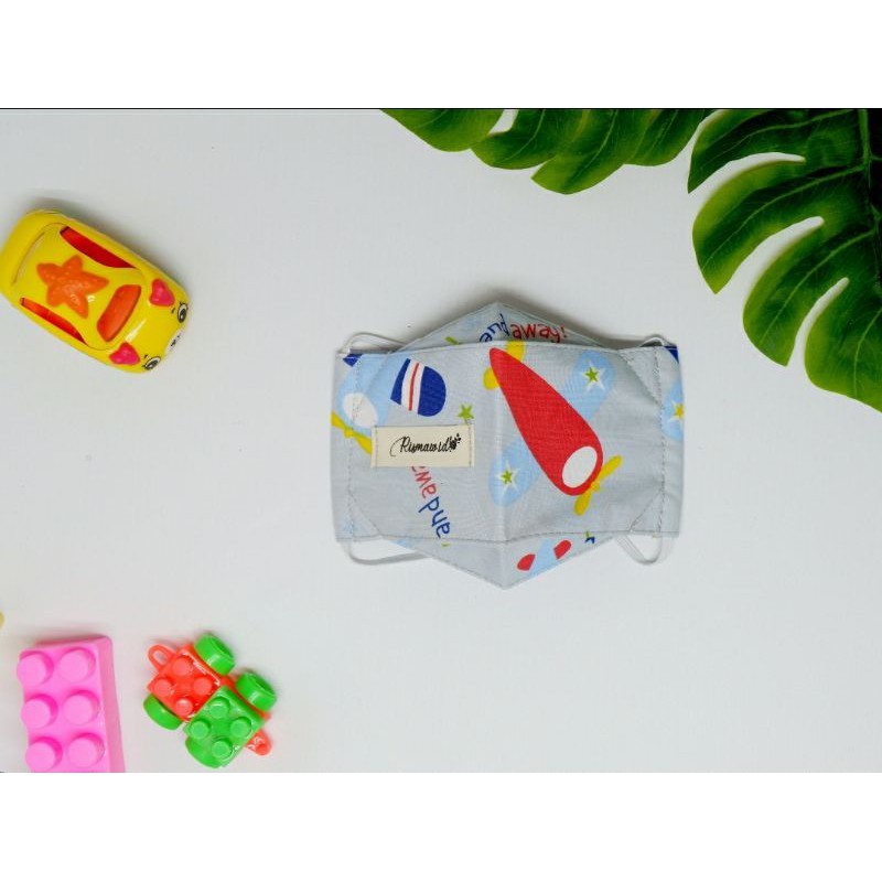 MASKER KAIN 3D ANAK | 3 DIMENSI | EVO | 3 LAPIS MOTIF PLANE