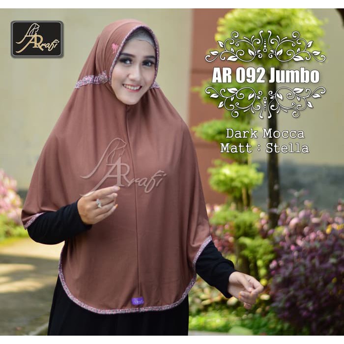 Promo!! Ar 092 Jumbo Jilbab Hijab Kerudung Bergo Arrafi Ar Rafi Serut Polos Terlaris!!