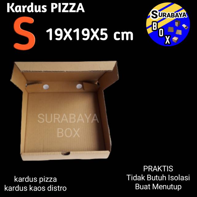 

KOTAK KARDUS BOX PIZZA S SMALL 19x19x5cm DUS COKLAT POLOS PACKING BAJU