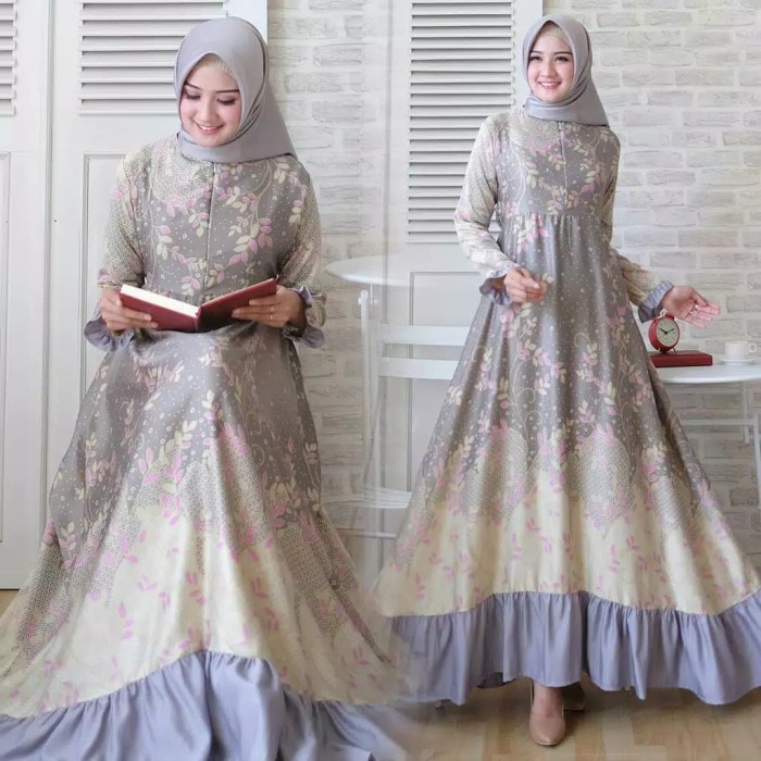 Gamis wanita Gamis Syari Wanita Maxi Dress Jubah Muslim Busana Muslimah Terbaru - Navy putih Gamis w