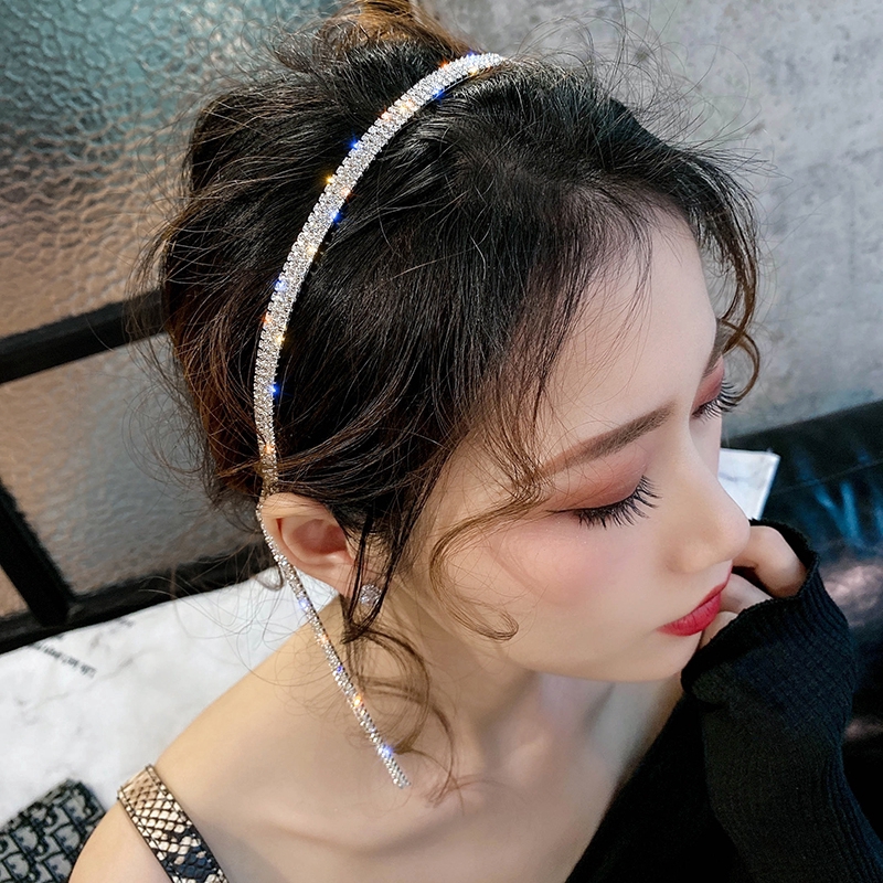 Korean Korean Multi-row Rhinestone Tassel Hair Band/Women Retro Princess Girl Hairbands/Bling Crystal Crown Chain Wedding Jewelry