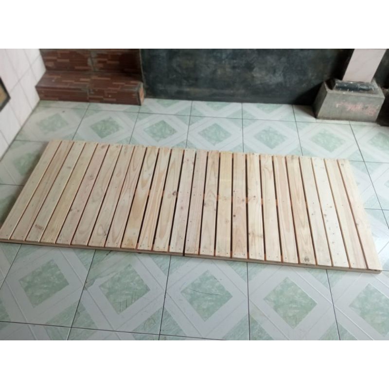 Alas Kasur Single 100 × 200 × 3 Dipan Kayu Palet Jati Belanda
