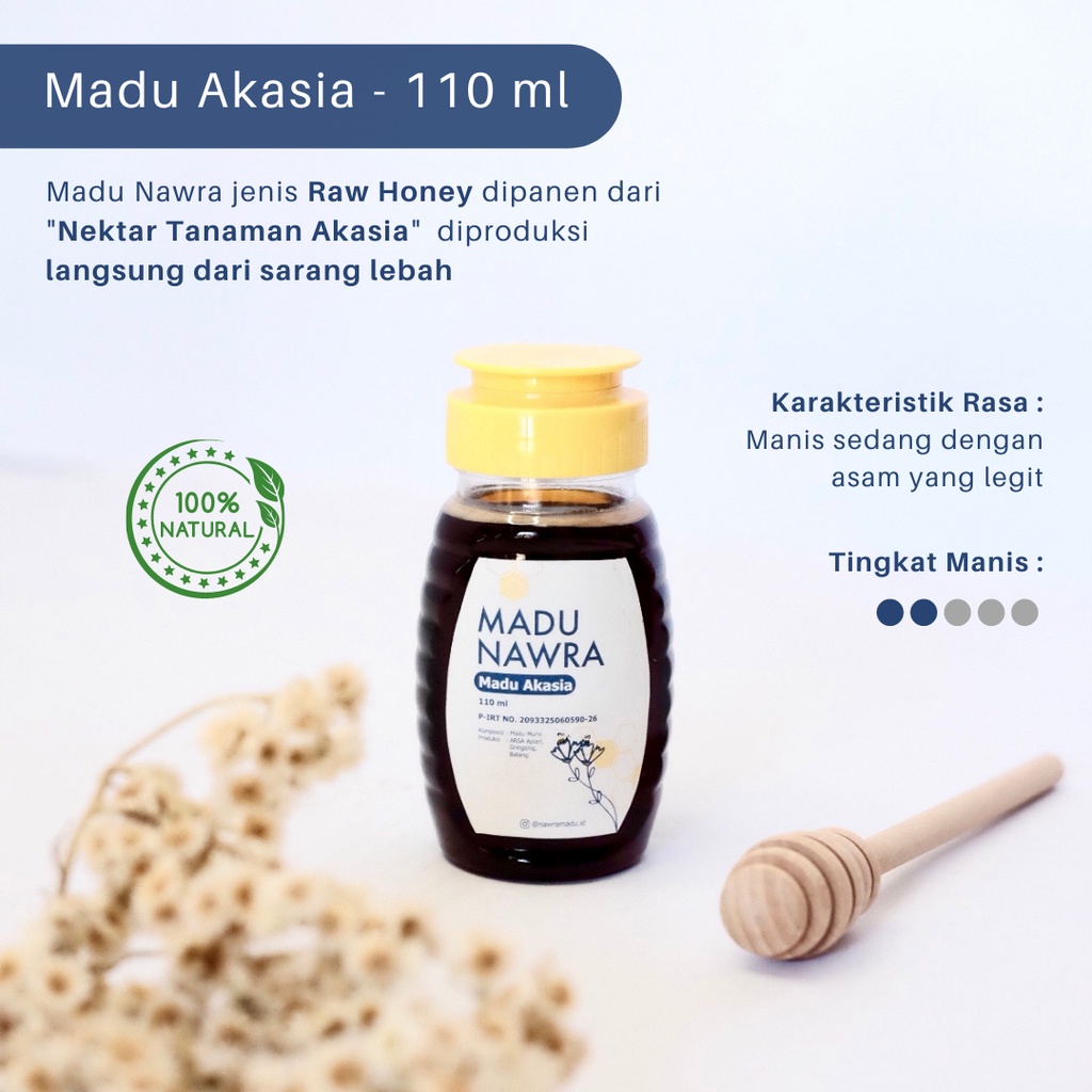 

Madu Nawra - Madu Akasia 110 ml - Raw Honey (Madu Asli dan Alami) - Best Seller