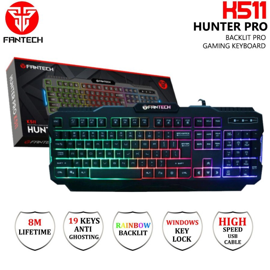 Keyboard Gaming FANTECH HUNTER PRO K511 Rainbow Backlight