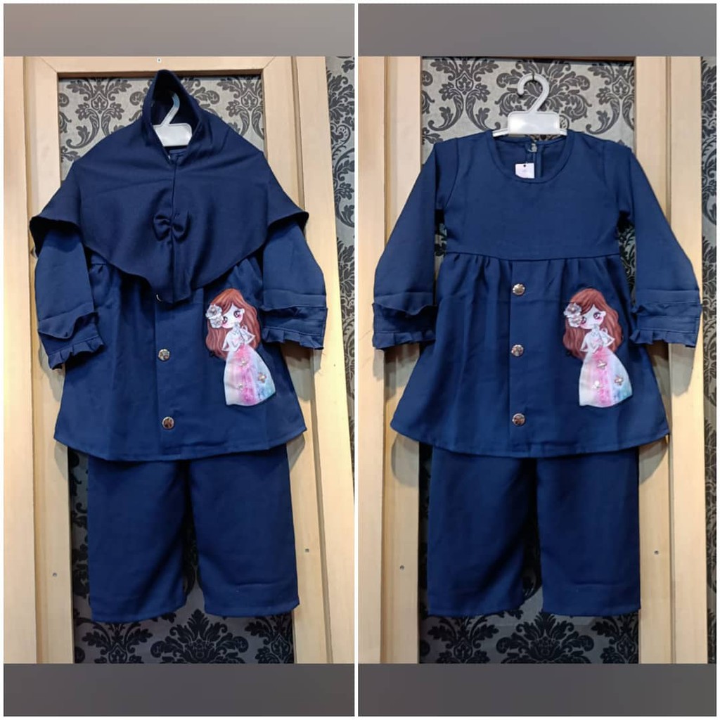 ZAHRA SET KIDS BO Setelan Anak  Muslimah Model Terbaru Set Celana Dan Atasan Umur 2 - 3 Th