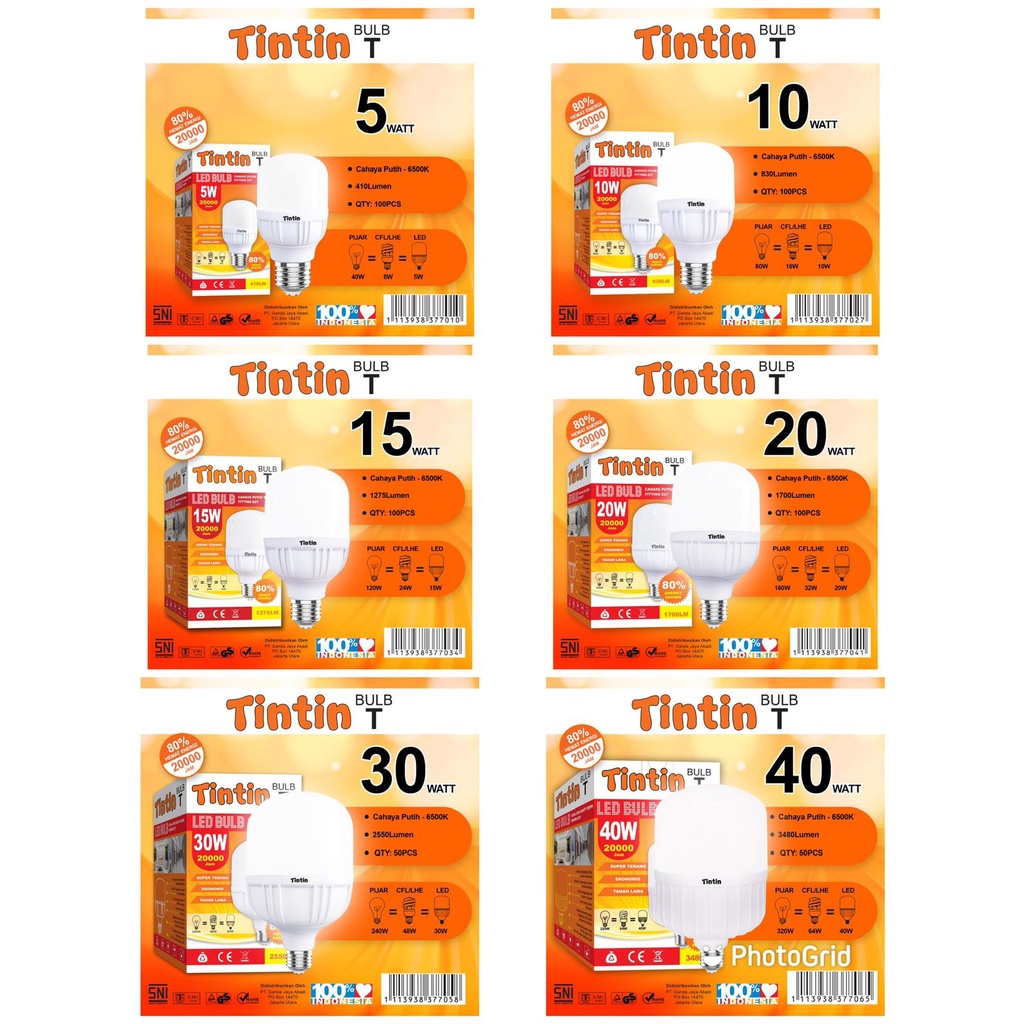 Lampu Led 20watt Murah / Lampu Led Capsule 20watt Murah Meriah TinTin