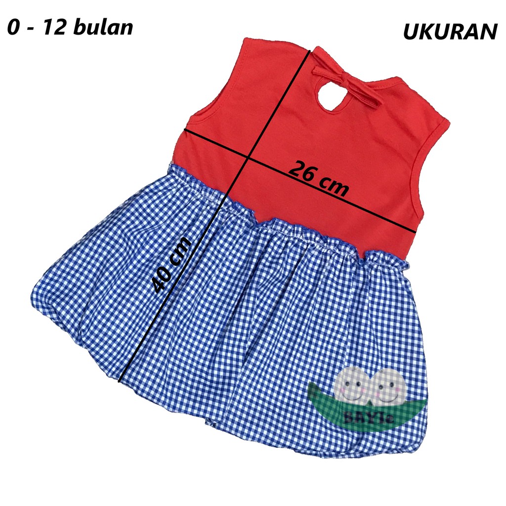 BAYIe - Baju bayi/Anak Perempuan Dress Ballon motif Pita Kombinasi PLANET KIDS usia 0 -12 bulan