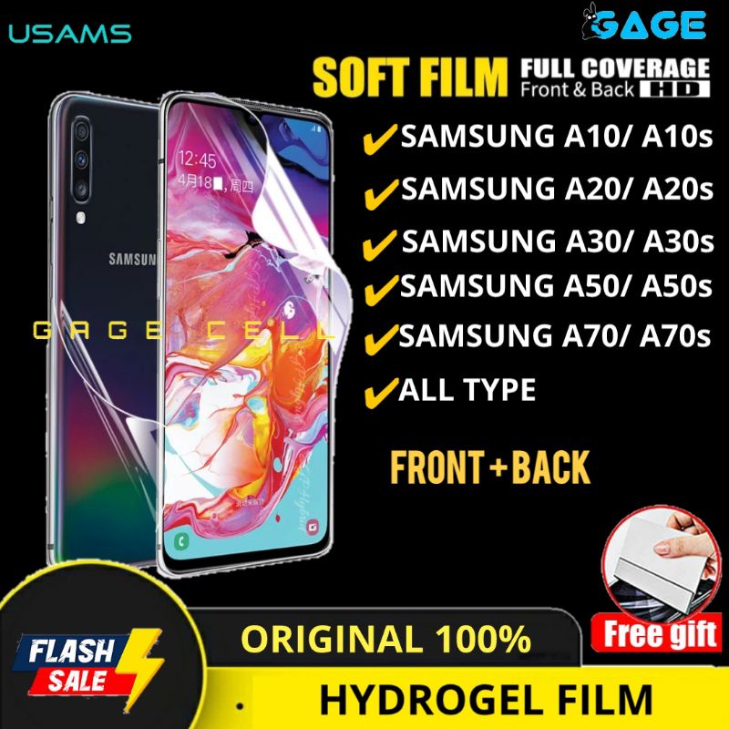 USAMS - HYDROGEL FILM ANTI GORES SAMSUNG A10 A10S A20 A20S A30 A30S A50 A50S A70 A70S FULL COVER