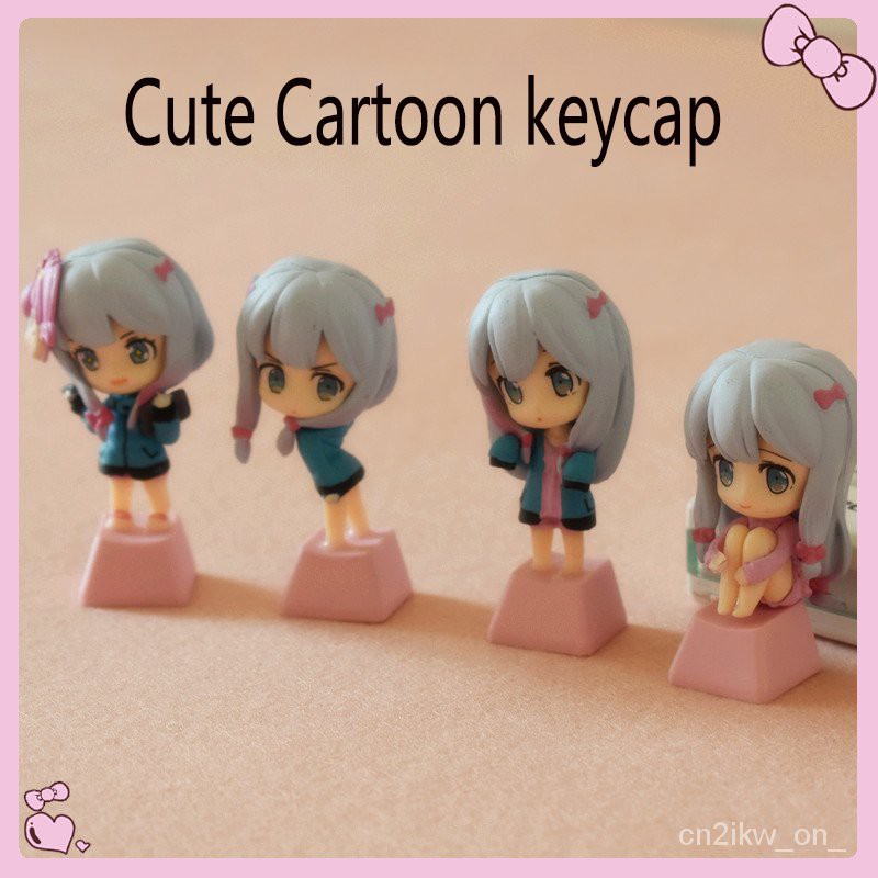 Cute Cartoon Personality Mechanical Keyboard Cross Axis Keycap Cute Cartoonist Sister Pink PBT Singl