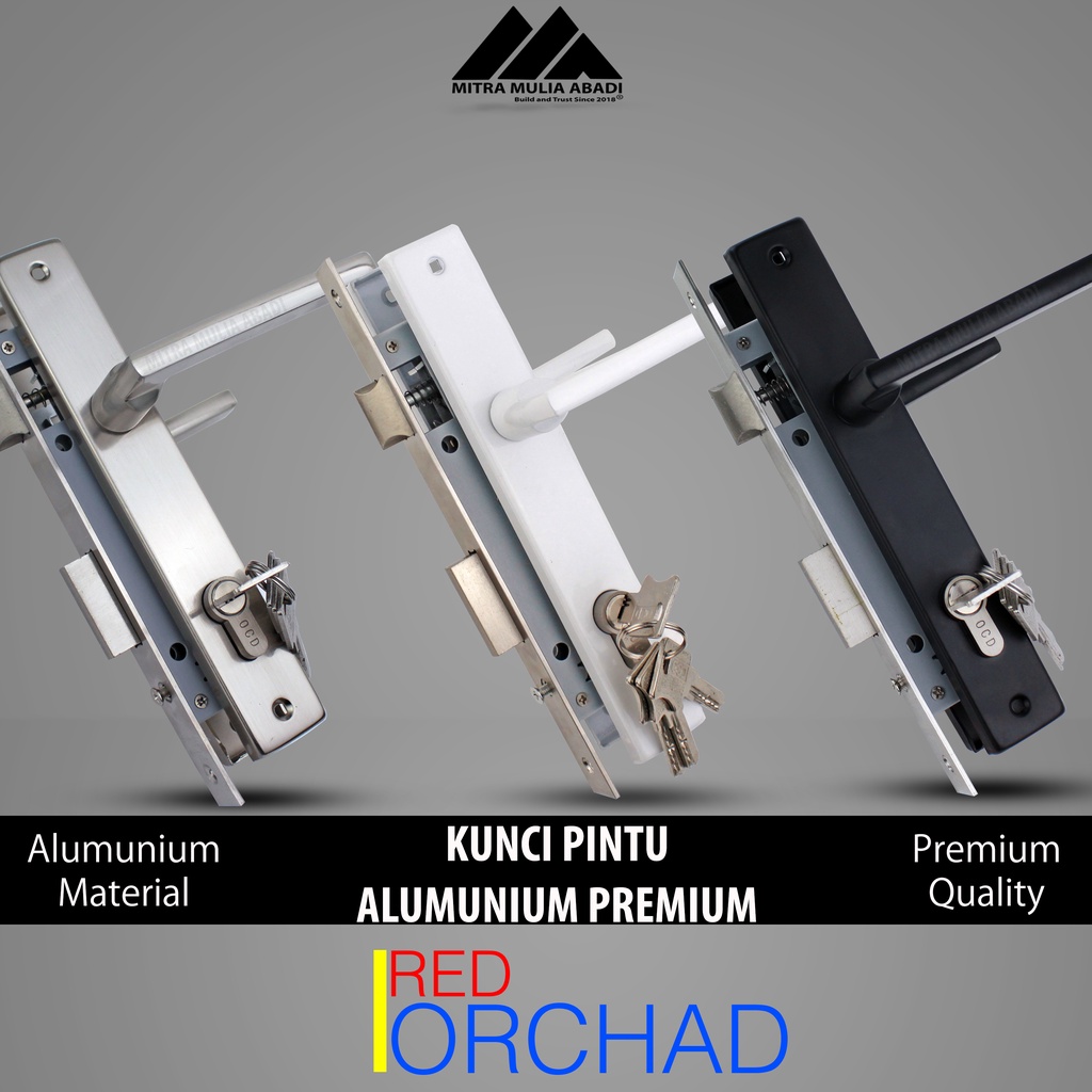 Kunci Pintu Set Alumunium Premium Red Orchad Komplit Lockset