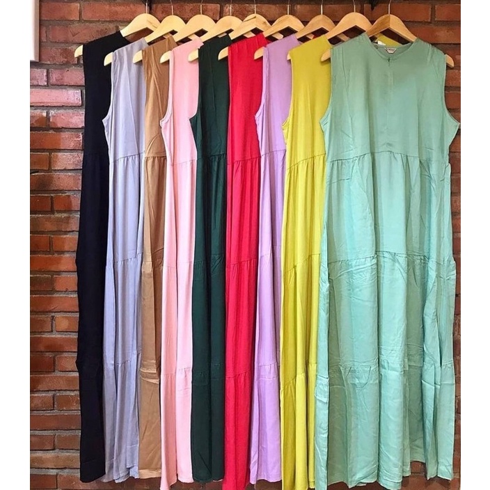 dress lekton wanita bahan rayon daily home wear