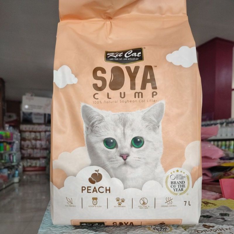 Pasir  Kit Cat tofu Soya 7 ltr Peach - Pasir Kucing Wangi