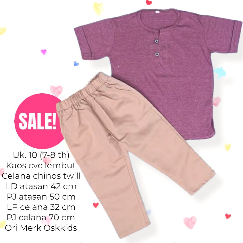 Obral Baju Anak Branded - Set Koko Muslim Celana Chinos Premium Lebaran Merk Osk Kids