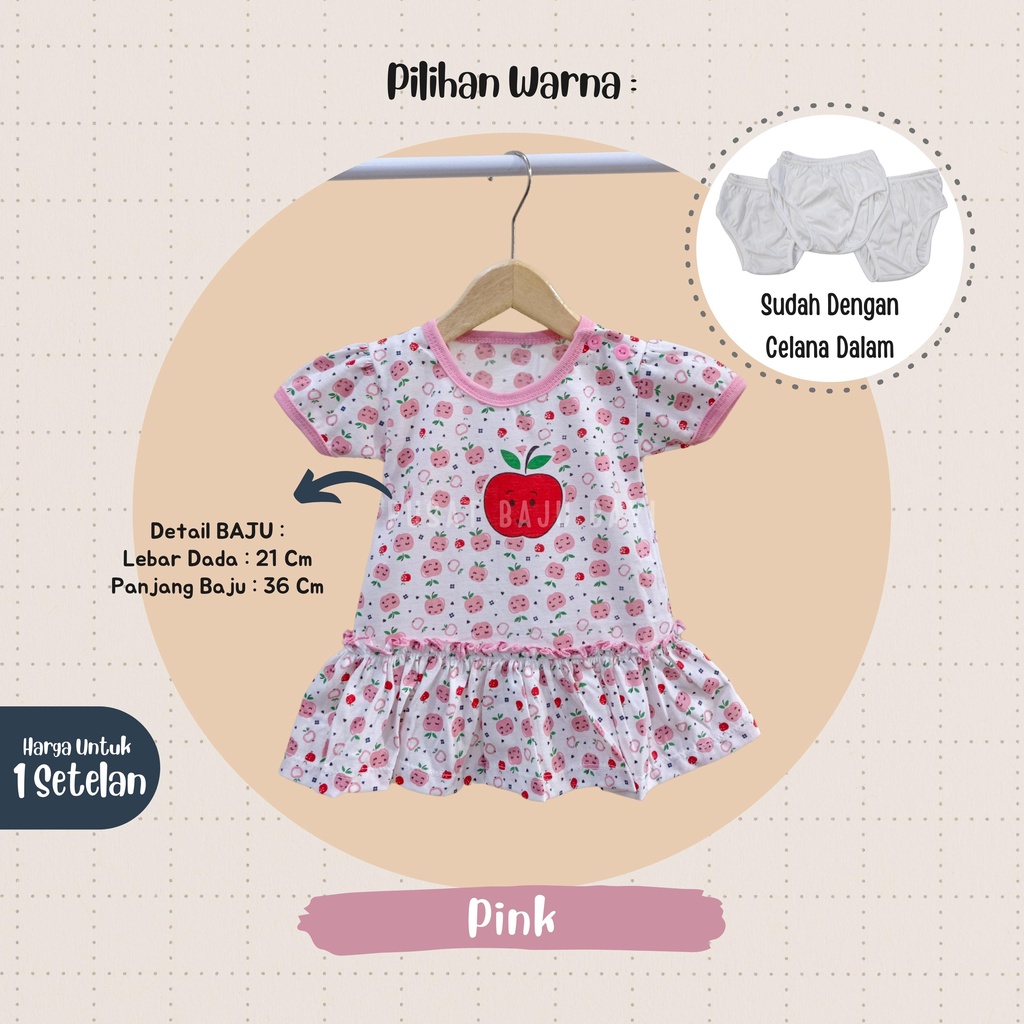 Dress Bayi Perempuan 0 - 3 Bulan merk Bona motif FRUITS