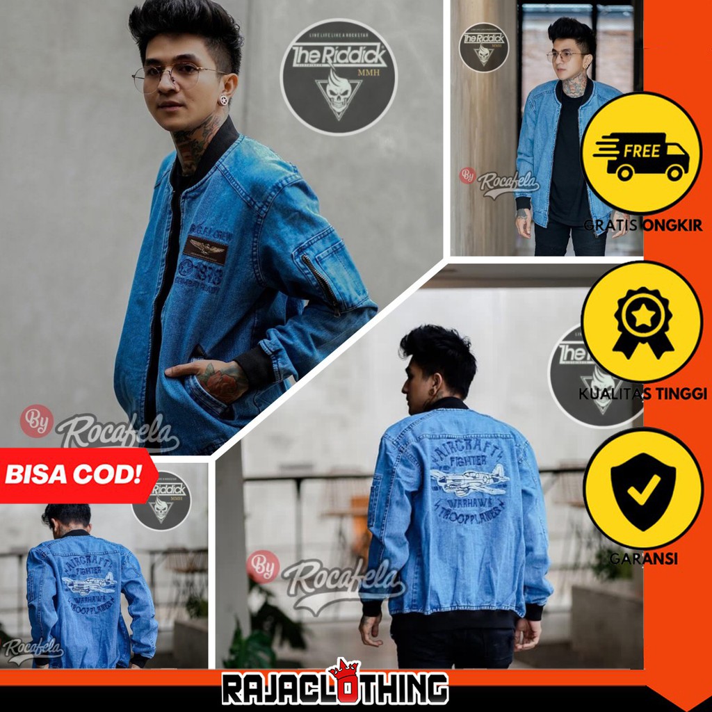 RCL - Jaket Jeans Rocafela Bordir dada / Jaket Bomber