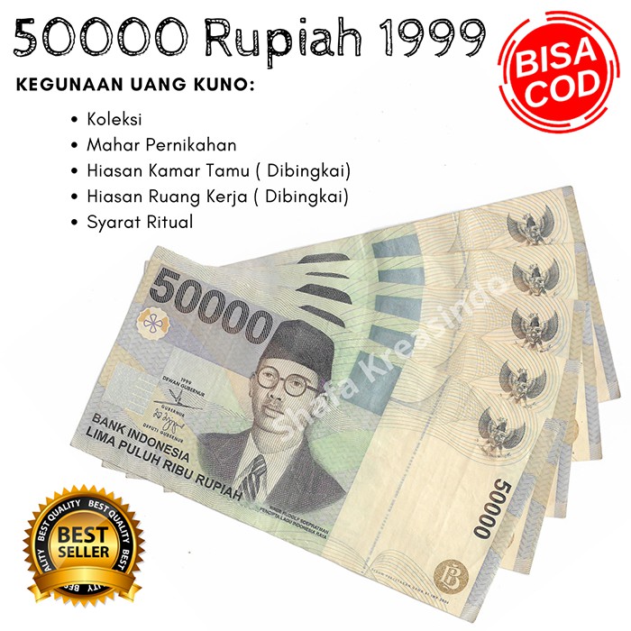 Uang asli Uang Kuno Uang mahar Uang kertas uang langka Uang kuno rupiah 50.000 1999