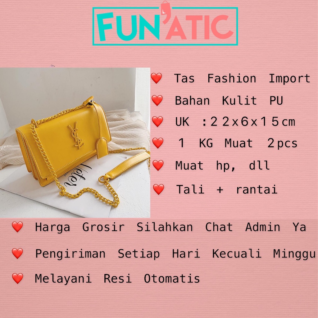 Funatic Tas Selempang Wanita Import Fashion Korea Uk21.5 X 6 X 14.5cm FA961