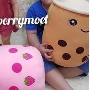 ◌ boneka boba brown sugar boba milk tea strawberry boba jumbo size ☏