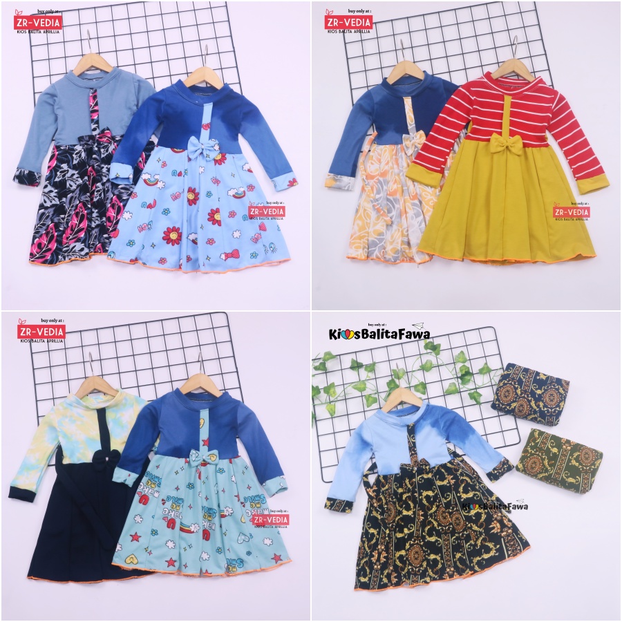 Dress Valencia 1-2 Tahun / Dres Anak Lengan Panjang Pesta Baju Perempuan Fashion Kids Motif Adem kiosbalitaaprilia