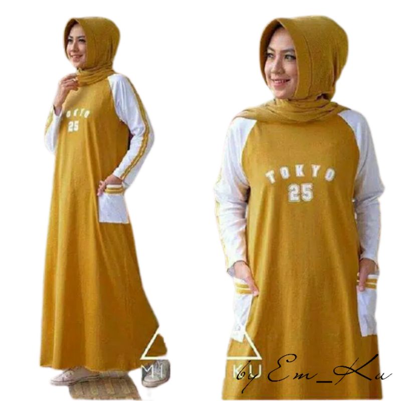 Gamis Muslim Wanita Kaos Sablon Terbaru Dress Polos