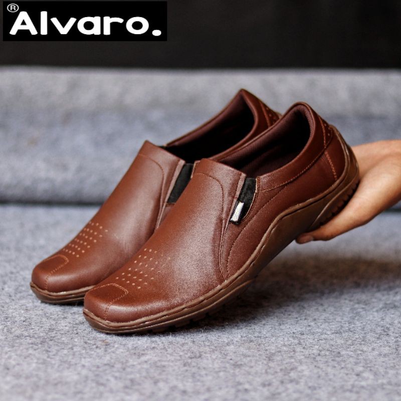 ALVARO x BADIL - Sepatu Slip ON Kasual Kulit Asli Pria Cowok Dinas Pansus Kerja Ngantor