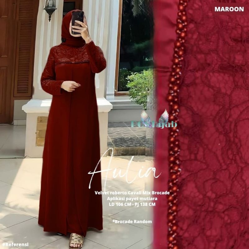 Aulia Dress Brukat Tille gamis bruklat tille apply mutiara dress brukat warna rose gamis brukat remaja dewasa seroja dress wisuda seragam pernikahan outfit bridesmaid gamis kondangan cantik dress muslim gamis muslimah gamis lebaran anak perempuan