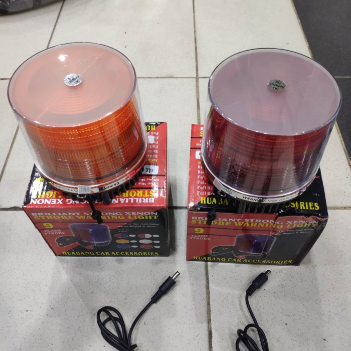 Lampu Strobo Led Rotator Warning Light Dgn Battery Dan Magnet