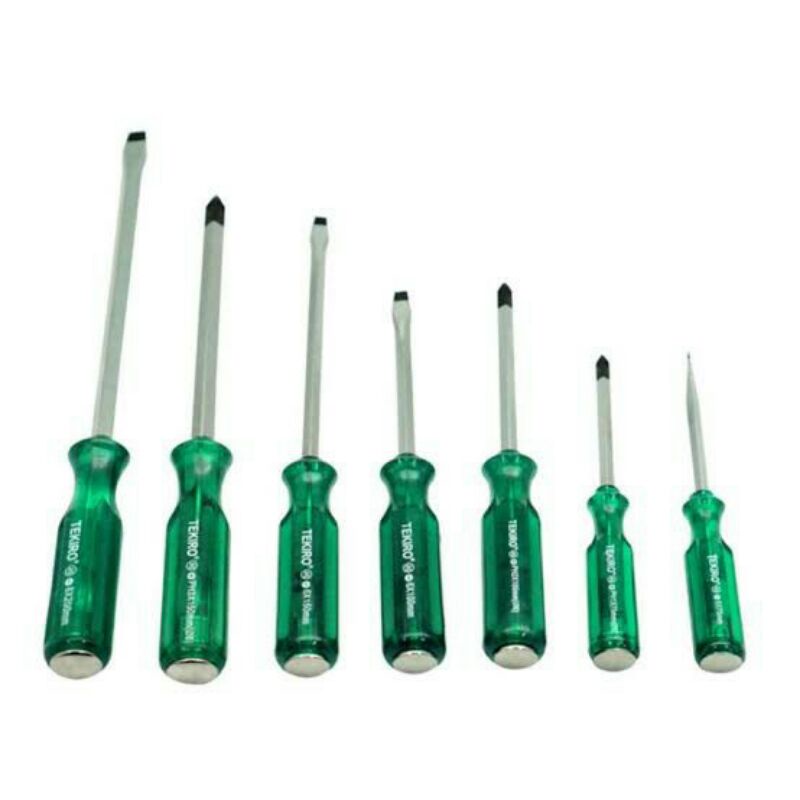 Obeng Set 7 Pcs TEKIRO Tembus Hijau transparant / Obeng Tumbuk